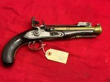 ANTIQUE ~ CLARKE BRASS BARREL FLINTLOCK BLUNDERBUSS PISTOL WITH KNIFE CIRCA 1820 - 1 of 16