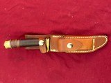 EARLY ~ RANDALL STAINLESS MODEL 7-5 KNIFE WITH JOHNSON ROUGHBACK SHEATH - 2 of 9