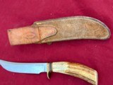 RANDALL MODEL 4-6 STAG HANDLE KNIFE ~ JOHNSON ROUGH BACK SHEATH - 2 of 8