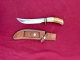 RANDALL MODEL 4-6 STAG HANDLE KNIFE ~ JOHNSON ROUGH BACK SHEATH