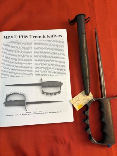 WWI AC CO. USA 1917 TRENCH FIGHTING KNIFE DATED 1917 - Image 14 of 18