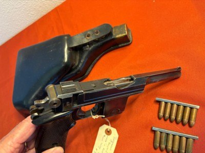 DUTCH BERGMANN BREVETE MODEL 1910/21 SEMI AUTO PISTOL 9MM LARGO W/ HOLSTER ~ Sale $2950.00 - Image 4 of 17
