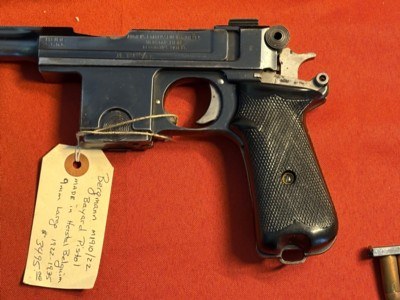 DUTCH BERGMANN BREVETE MODEL 1910/21 SEMI AUTO PISTOL 9MM LARGO W/ HOLSTER ~ Sale $2950.00 - Image 10 of 17