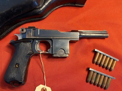 DUTCH BERGMANN BREVETE MODEL 1910/21 SEMI AUTO PISTOL 9MM LARGO W/ HOLSTER ~ Sale $2950.00 - Image 2 of 17