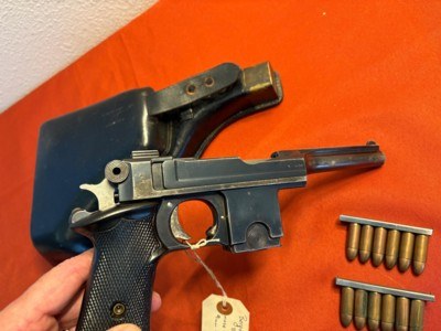 DUTCH BERGMANN BREVETE MODEL 1910/21 SEMI AUTO PISTOL 9MM LARGO W/ HOLSTER ~ Sale $2950.00 - Image 3 of 17