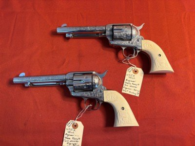 PAIR ~ U.S.F.A. SINGLE ACTION REVOLVER ~ MARK SWANSON MASTER ENGRAVER ~ IVORY ~