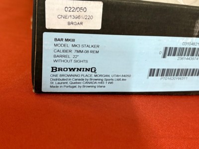 BROWNING BAR MK3 SEMI AUTO RIFLE 7mm-08 WITH BOX - Image 17 of 17