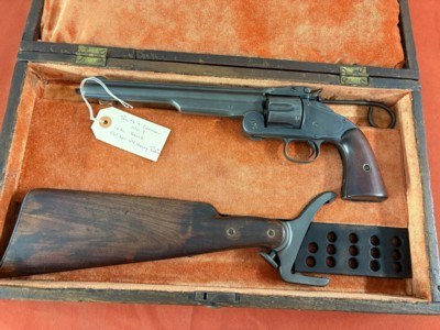 SMITH & WESSON MODEL 3 AMERICAN 2ND MODEL REVOLVER WITH STOCK ~ CALIBER 44 HENRY~
