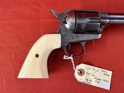 COLT 1st GEN SINGLE ACTION ARMY REVOLVER 38 W.C.F. MADE IN 1920 ~ IVORY GRIPS ~ - Image 3 of 19