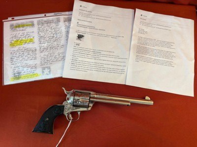COLT SINGLE ACTION ARMY 2ND GEN 45LC ~ OLD DOMONION ENGRAVED ~ DICK CLARK HISTORY ~ - Image 1 of 24