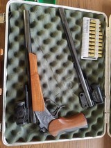 G1 Thompson Contender pistol with two 14" barrels, case, optics, and reloading dies - 3 of 6