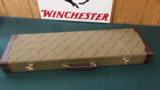 4738
Winchester green hard shotgun case with leather sides. Has the keys, luggage tag and extra blocks - 2 of 4