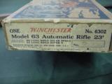 4866 Winchester 63 22 cal rifle hang tag, instructions, PICTURE BOX 1950 MFG, NEW IN BOX - 10 of 10