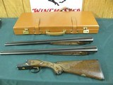 6993 Winchester Model 23 Custom 2 barrel Hunt Set, 28 gauge and 20 gauge, 26 inch barrels, ic/m,ejectors,solid raised rib, 3 gold raised relief birds - 11 of 16