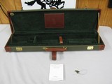 7556 Merkel leather gun case, pamphlet, keys, new old stock, never had a gun in it, will take 28 inch barrels, forend compartment is 1 3/4 wide at the - 2 of 7