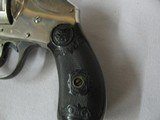 7589 Iver Johnson Arms and Cycle Works 38 smith/wesson caliber 3.25 barrel,top open, nickel 95%, box is poor condition, shells inside are poor condiit - 5 of 12