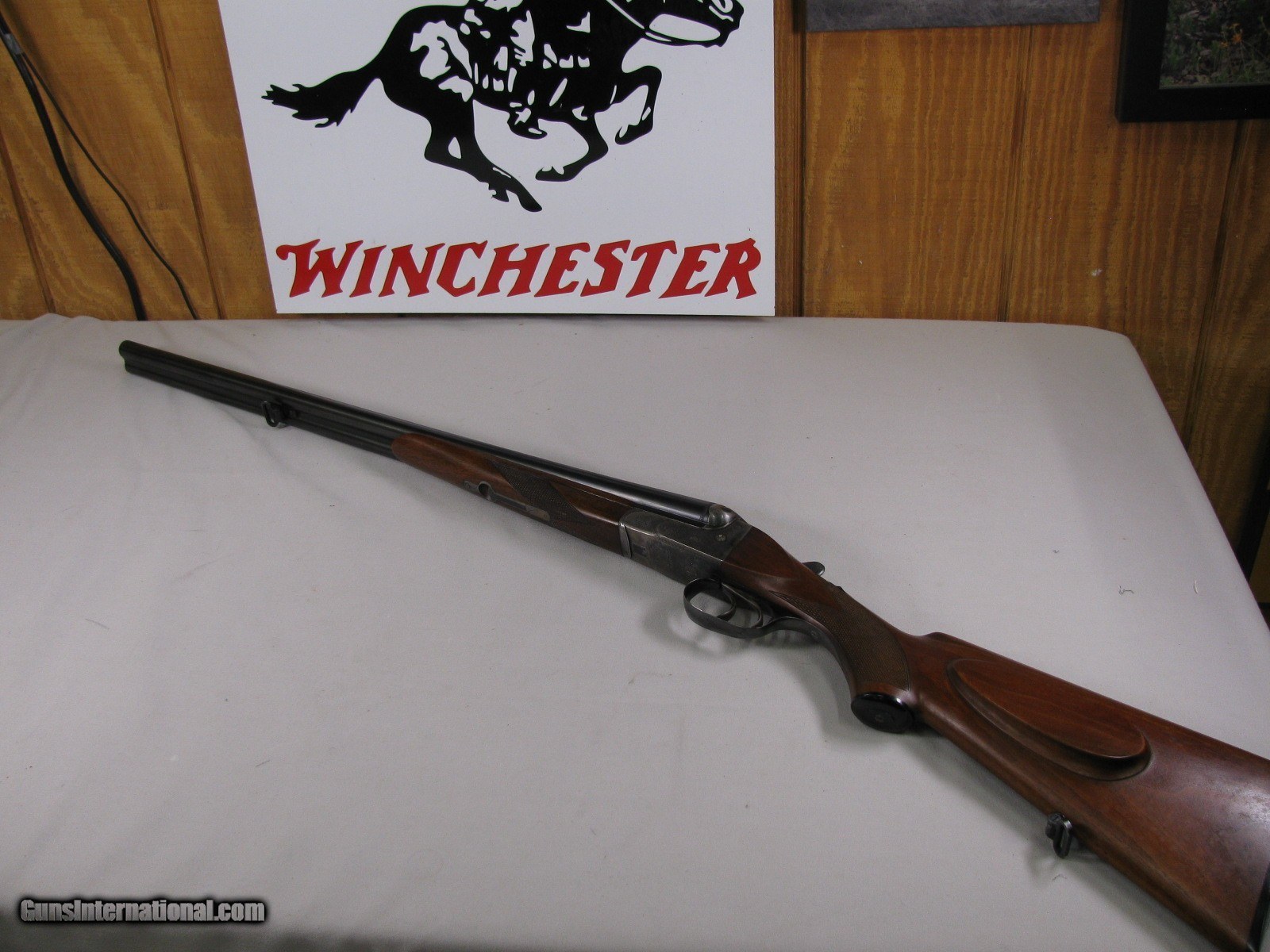 7864 J.P. Sauer 20GA SXS shotgun, A.G. Eckernforde on barrel, sling