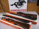 7995Winchester 23 Classic 28/410 gauge set, NIB matching serial numbers! 26 inch barrels, IC/MOD 28 GA, Mod/Full 410 GA, gold raised relief Quail on - 1 of 14
