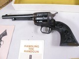 8015Colt Peacemaker 22LR, 6” Barrel, MFG 197199% Blue, Includes Factory box and papers. Appears unfired, black eagle grips. - 2 of 12