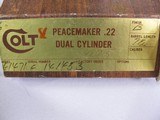 8025 Colt Peacemaker 22LR/22 MAG, 7 1/2 Barrel, MFG 1975, Includes 22 LR and 22 Mag Cyl, includes Factory Box and Papers. Excellent Condition, Appears - 11 of 11
