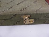 8092
Winchester
101 or 23 Hard trunk luggage style case. Red interior, keys, hang tags, and 2 blocks. Will take up to 30 1/2 “ Barrels. - 6 of 12