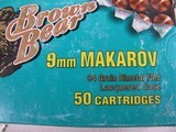 8143
Brown Bear 9MM, Makarov 94 Grain Bimetal FMJ, Lacquered Case, 50 in each box. We have 12 Boxes at $15 each box - 3 of 6