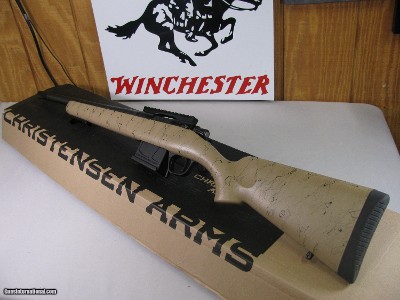 8800
Christensen, Model 14 Ridge line Scout, 6.5 Creedmoor,
15 Barrel with a 2” Muzzle break, Box and paperwork, Tan with black composite, Carbon Fi