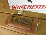 8814 Winchester yellow shotgun case, combination lock, yellow interior and exterior, has soft blocks inside. Will hold up to a 32” barrel - 3 of 7