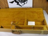 8813
Winchester yellow Naugahyde case, 99% condition, brass plate engraved Winchester, combination locks, will take up to 32” barrels - 6 of 8