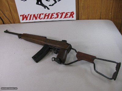 8842
Mahly Hardware receiver, US Carbine M1, underwood barrel 18”, 30 Caliber. Folding aftermarket stock, flaming bomb stamped, MFG 1943, October, bo
