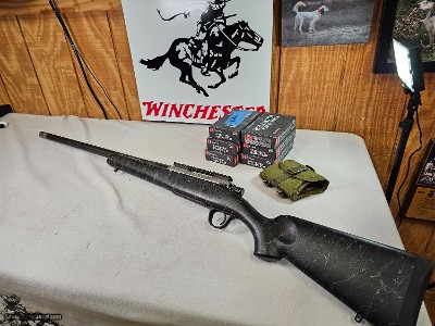 8871
Christensen Model 14 300 PRC, Black and gray stock, Carbon Fiber barrel with stainless steel sleeve, muzzle break, sling studs, 26” barrel, Pica