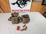 8934  12 Gauge shotgun shell lot in US army Pouch, 44 Miscellaneous 12 gauge shells, 4 older ones with paper shell, Winchester shells 2 3/4, - 1 of 7