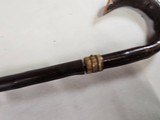 8939- Sword Cane- This antique can sword has AA polish Toledo Spanish metal, 1900 is marked on it as well. Had a crooked handle and a bamboo sheath fo - 9 of 17