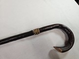 8939- Sword Cane- This antique can sword has AA polish Toledo Spanish metal, 1900 is marked on it as well. Had a crooked handle and a bamboo sheath fo - 7 of 17