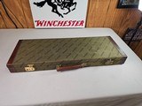 8965—Winchester Green with red interior trunk style shot gun case. Will fit a 101 or model 23. Was for a Model 23 classic 20 GA. Come with the origina - 1 of 18