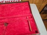 9022 Winchester Green hard trunk luggage style shotgun case, red interior! Has the original keys, beautiful like new! Will hold up to a 30” Barrel, M - 11 of 15