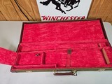 9022 Winchester Green hard trunk luggage style shotgun case, red interior! Has the original keys, beautiful like new! Will hold up to a 30” Barrel, M - 15 of 15