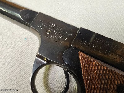 9086
Hi Standard H-D Military, 22 LR, 99%, Excellent collectors condition, 4 1/2 barrel, high luster blued, 1946 manufactured, more pictures at dawso