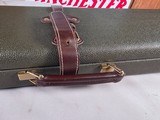 9299Merkel Green with leather Shotgun trunk style hard case. Will fit up to a 30” Barrel, these are getting harder to find!. Has blocks. More pictur - 5 of 19