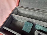 9299Merkel Green with leather Shotgun trunk style hard case. Will fit up to a 30” Barrel, these are getting harder to find!. Has blocks. More pictur - 17 of 19