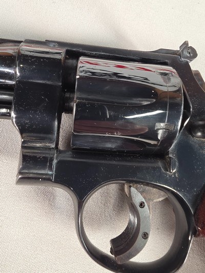 9328Smith & Wesson model 27-2, 8” barrel, 357 Magnum, vintage N frame, Revolver with pinned barrel, target sight, trigger shoe, blued all original, - Image 7 of 25