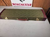 9336Winchester Hard trunk style shotgun case, Green, has keys, will hold up to a 28.5 barrel. For the Winchester Model 23 or 101, More pictures at D - Image 1 of 15