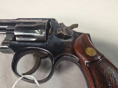 9347Smith and Wesson Mod 10-6, 38 Smith and Wesson Special CTG, 6 Shot revolver, wood grips, Ramp Sight. More pictures at DawsonsDoubles DOT COM - Image 4 of 14