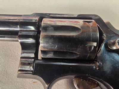 9347Smith and Wesson Mod 10-6, 38 Smith and Wesson Special CTG, 6 Shot revolver, wood grips, Ramp Sight. More pictures at DawsonsDoubles DOT COM - Image 5 of 14
