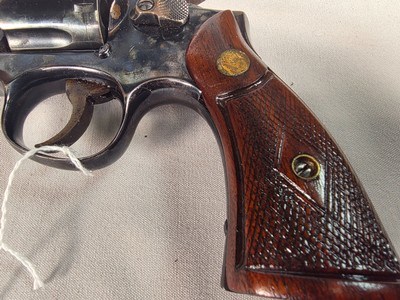9347Smith and Wesson Mod 10-6, 38 Smith and Wesson Special CTG, 6 Shot revolver, wood grips, Ramp Sight. More pictures at DawsonsDoubles DOT COM - Image 2 of 14