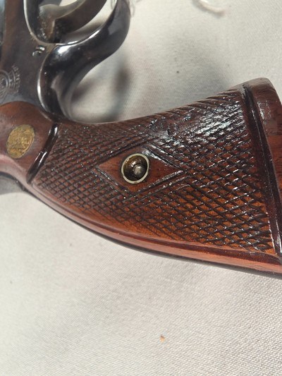 9347Smith and Wesson Mod 10-6, 38 Smith and Wesson Special CTG, 6 Shot revolver, wood grips, Ramp Sight. More pictures at DawsonsDoubles DOT COM - Image 13 of 14
