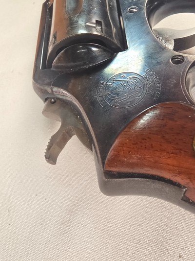 9347Smith and Wesson Mod 10-6, 38 Smith and Wesson Special CTG, 6 Shot revolver, wood grips, Ramp Sight. More pictures at DawsonsDoubles DOT COM - Image 12 of 14