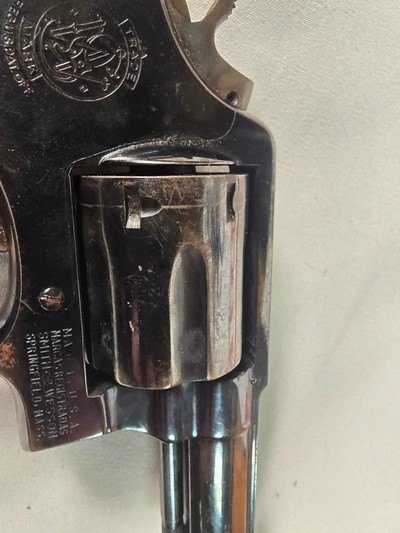 9347Smith and Wesson Mod 10-6, 38 Smith and Wesson Special CTG, 6 Shot revolver, wood grips, Ramp Sight. More pictures at DawsonsDoubles DOT COM - Image 11 of 14