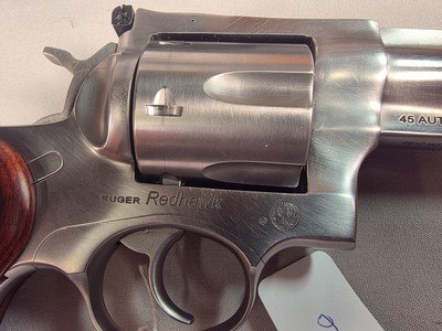 9350Ruger Red Hawk 45 Colt Auto, 4” Barrel, Wood Grips, adjustable site, revolver, stainless, With original plastic case, paperwork. More pictures a - Image 10 of 17