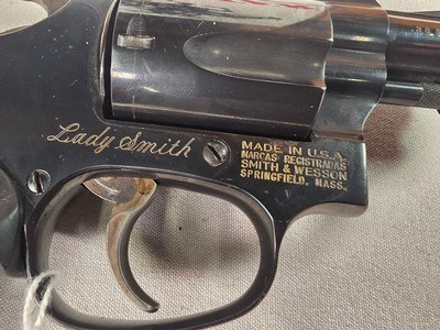 9355Smith and Wesson 36-7, Lady Smith, 38 Smith and Wesson Special, 2” Barrel, Rubber Grips, Blue 5 Shot. More pictures at DawsonsDoubles DOT COM - Image 8 of 12